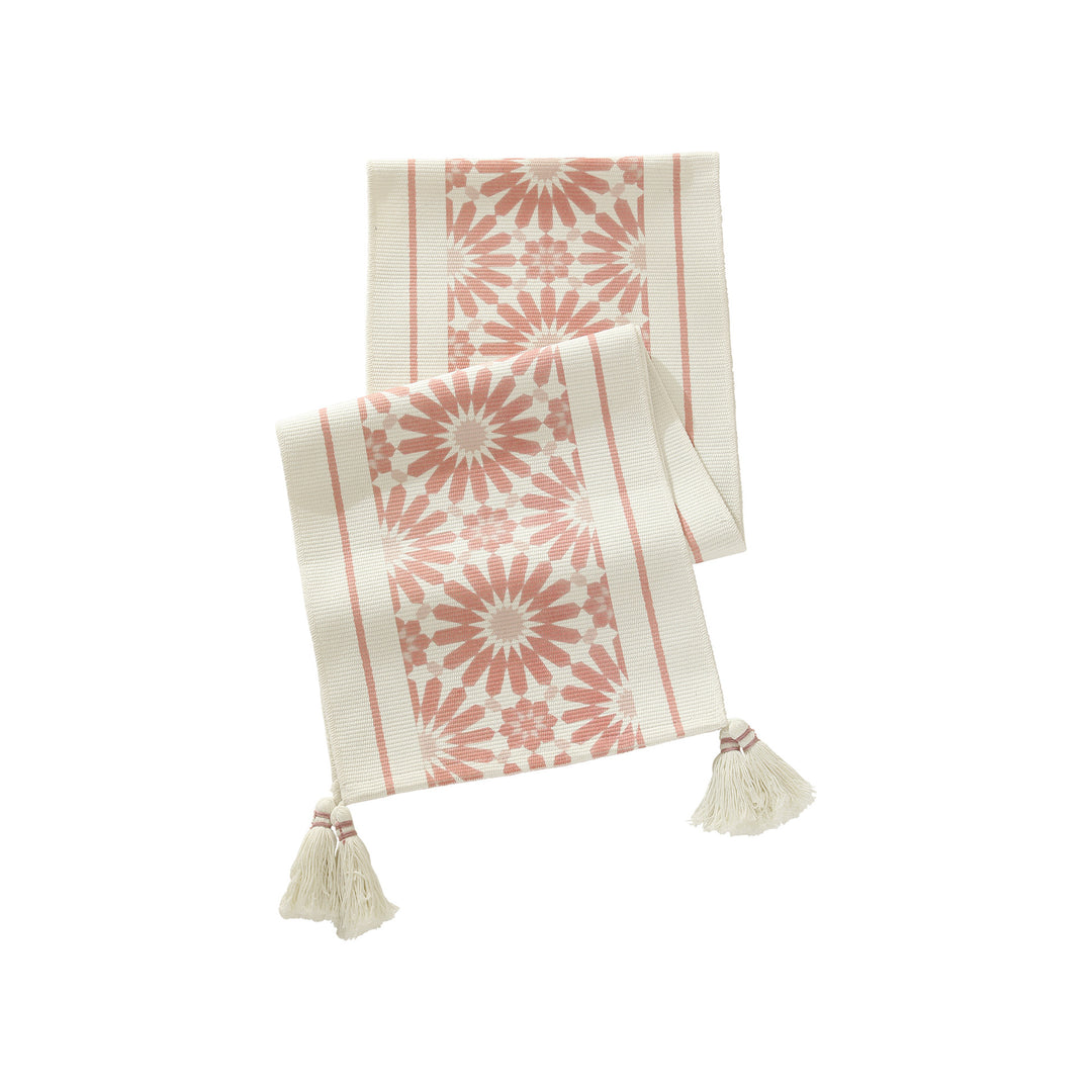 Handwoven decorative table runner with Ikat jacquard and tassels Kalsten