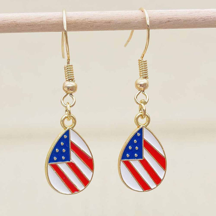 Women's filigree drop earrings with enameled flag pendants and metal hook closure Kalsten
