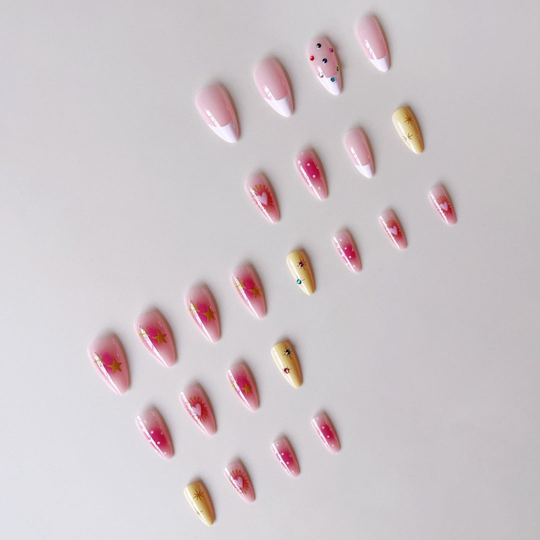Artificial nail set with creative 3D designs and glitter accents Kalsten