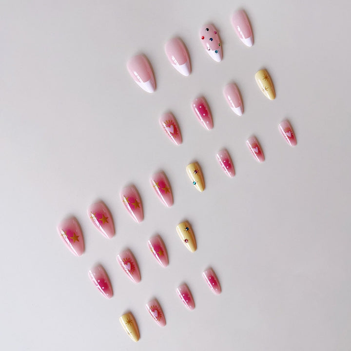 Artificial nail set with creative 3D designs and glitter accents Kalsten