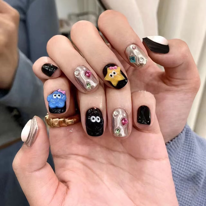 Whimsical Character-Designed Press-On Nail Art Kalsten