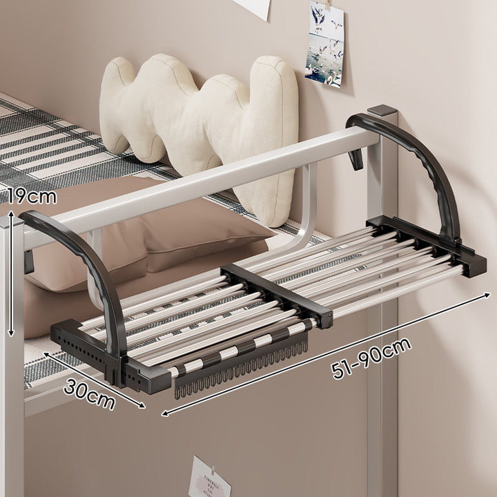 Expandable Over-Rail Telescopic Clothes Drying Rack with Multiple Stainless Steel Rods