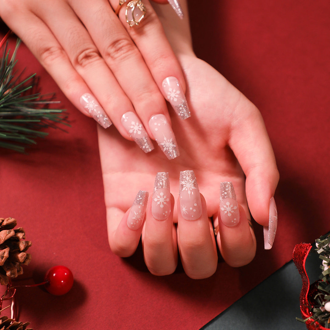 Glittering artificial acrylic nails with Christmas motifs Kalsten