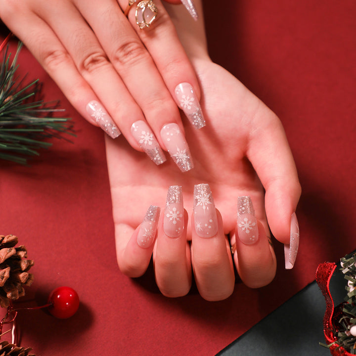 Glittering artificial acrylic nails with Christmas motifs Kalsten