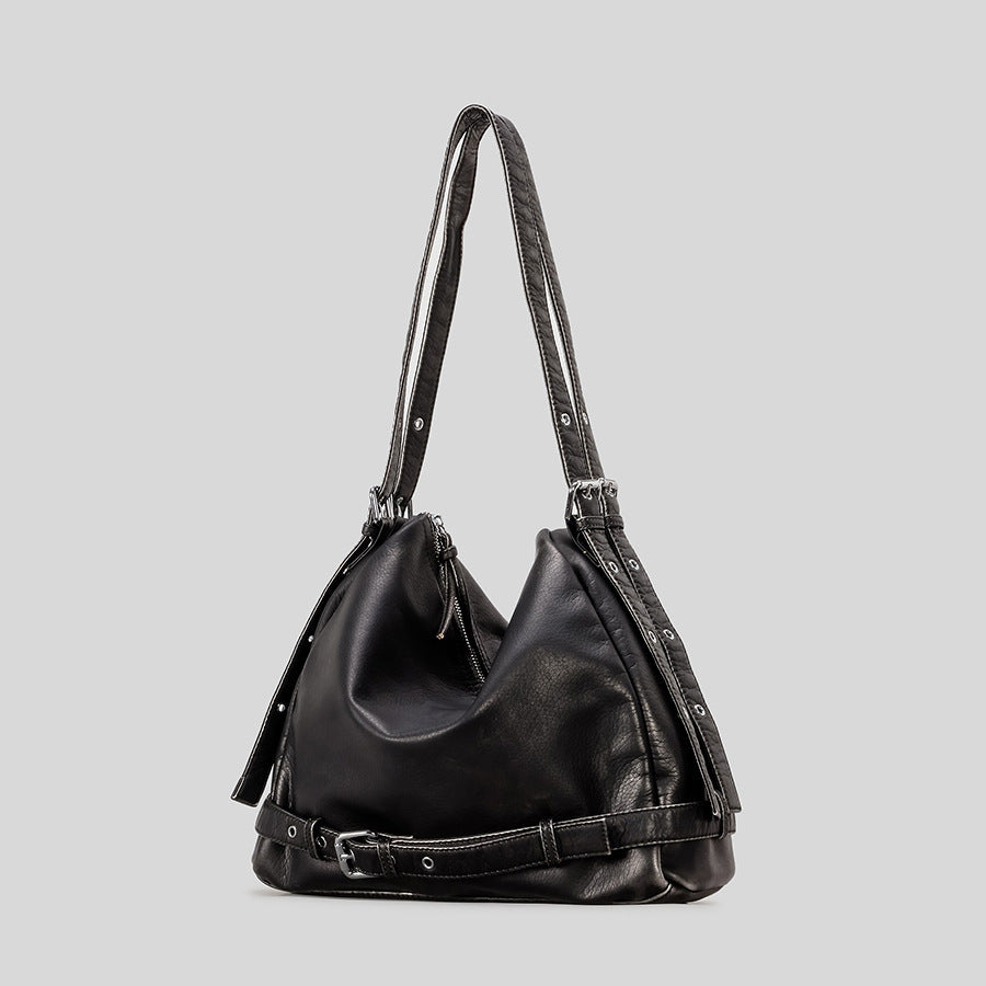 Casual Slouchy Leather Shoulder Bag