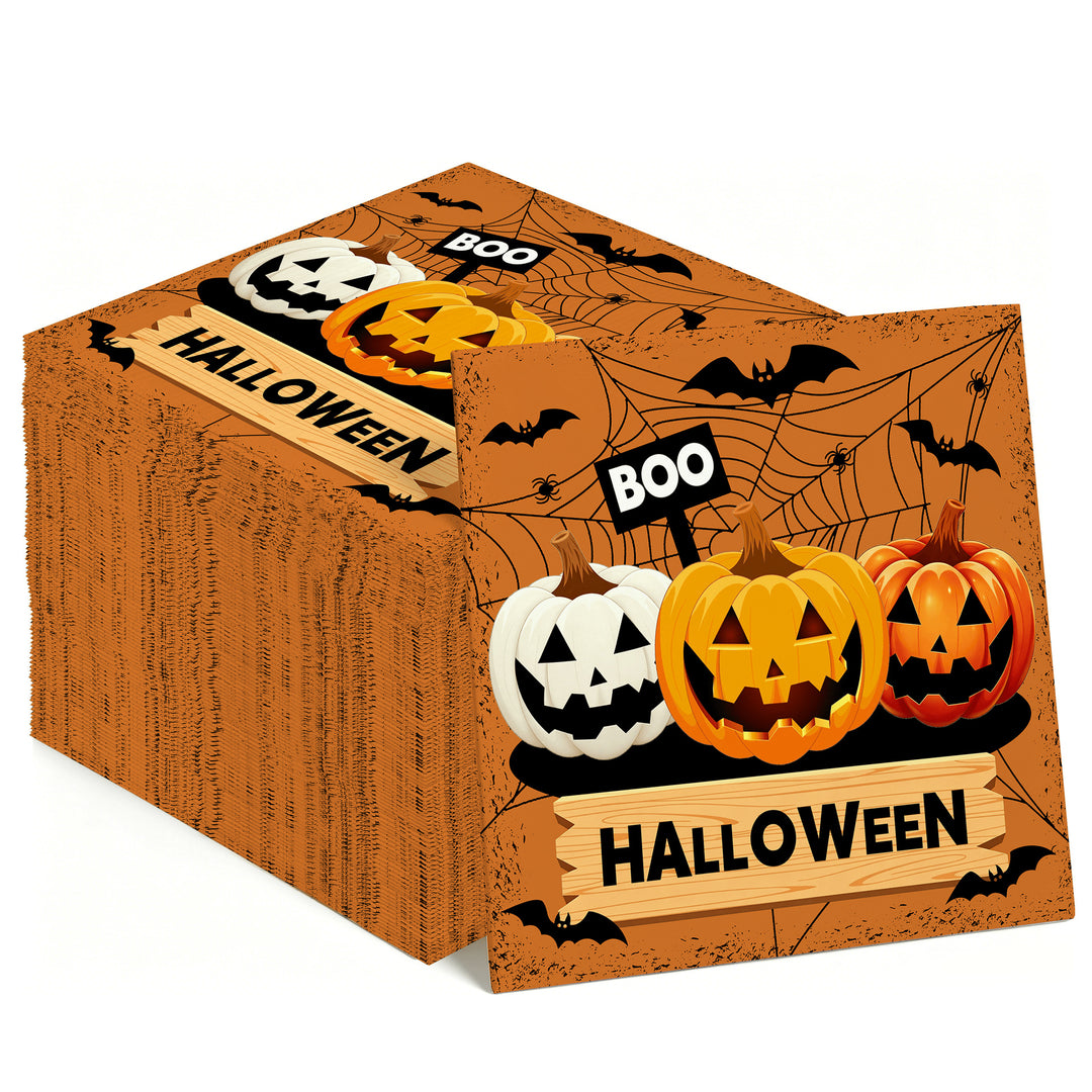 Disposable paper cups with Halloween pumpkin and ghost design stackable
