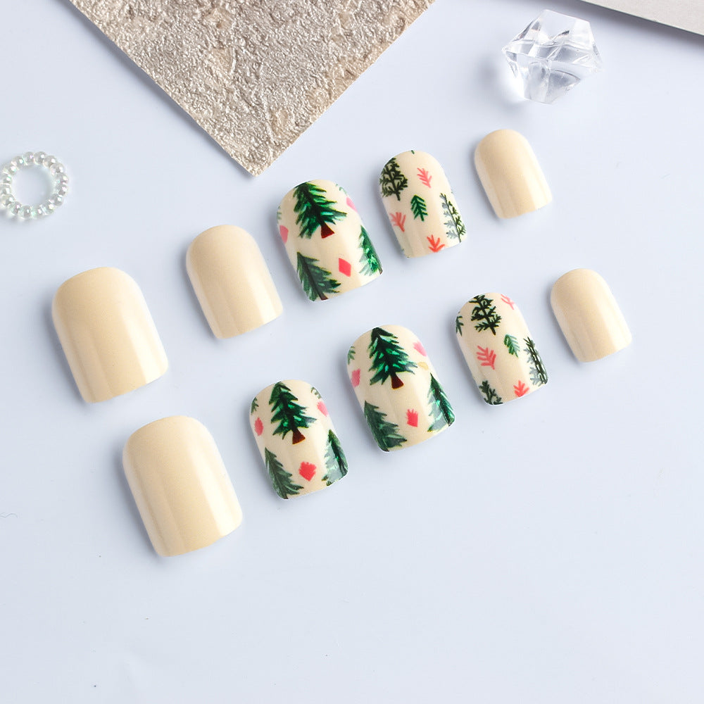 Artistic Press-On Nail Set with Woodland Design Kalsten