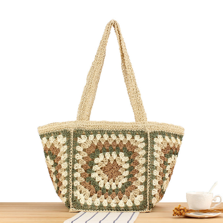 Macrame Tote Bag with Geometric Pattern Kalsten