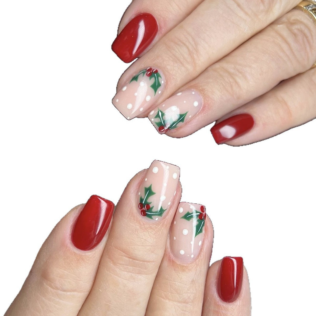 Artificial nail set with festive Christmas design and playful festive decoration Kalsten