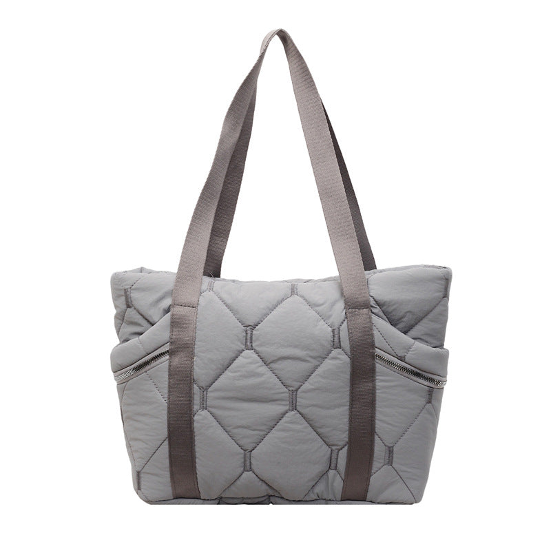 Quilted Multi-Pocket Tote Bag