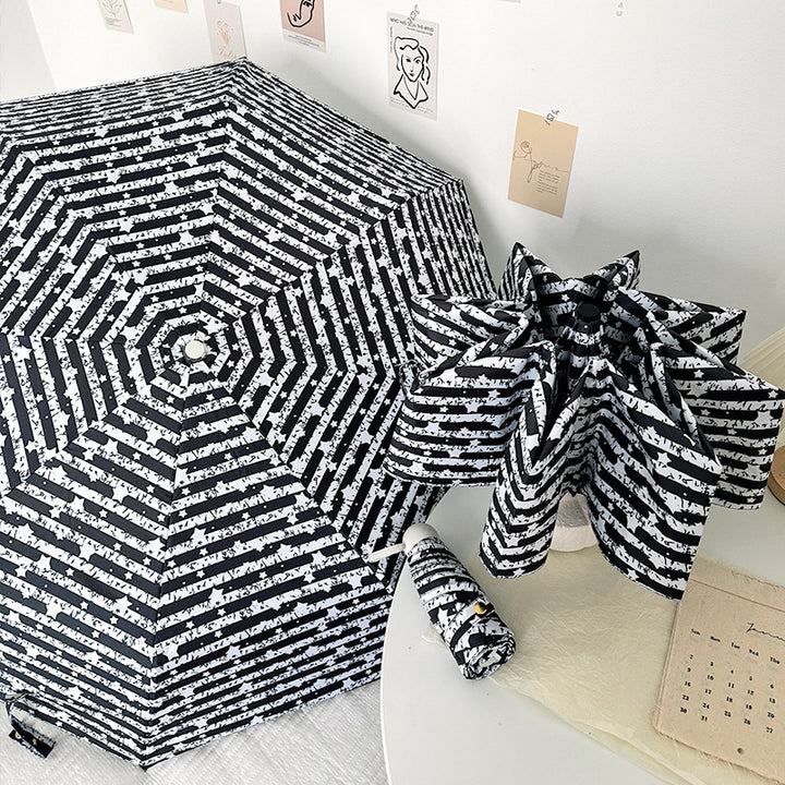 Women Foldable Umbrella with Stylish Stripe Pattern Kalsten