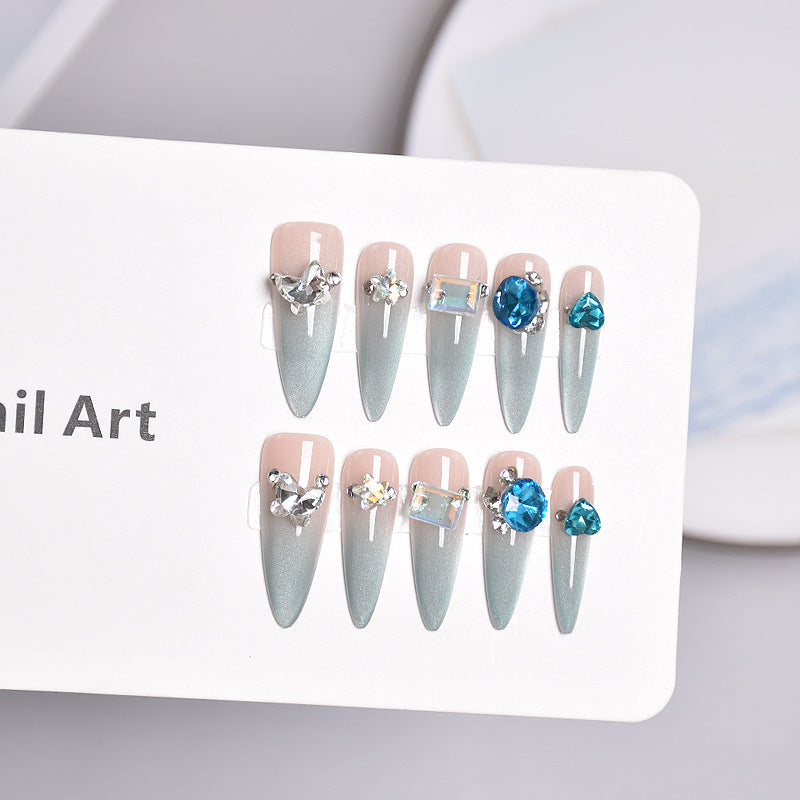Glamorous Stiletto Nail Extensions with Crystals Kalsten