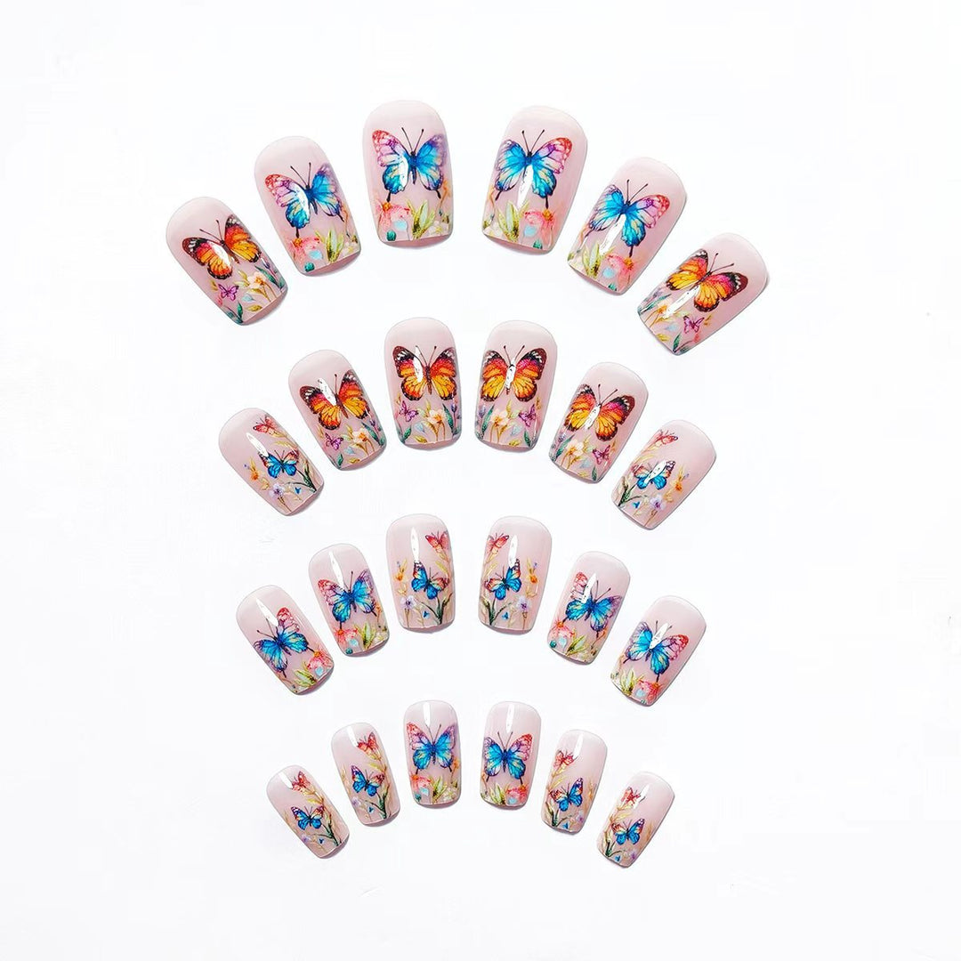 Creative Art Nails with Colorful Butterfly Design Kalsten