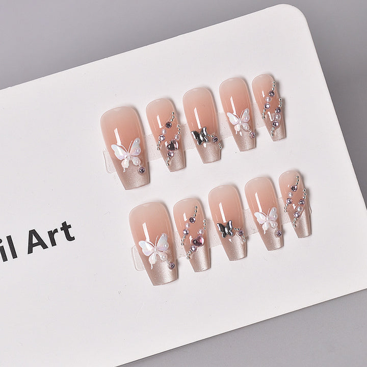 Elegant Floral-Embellished Press-On Nail Extensions Kalsten