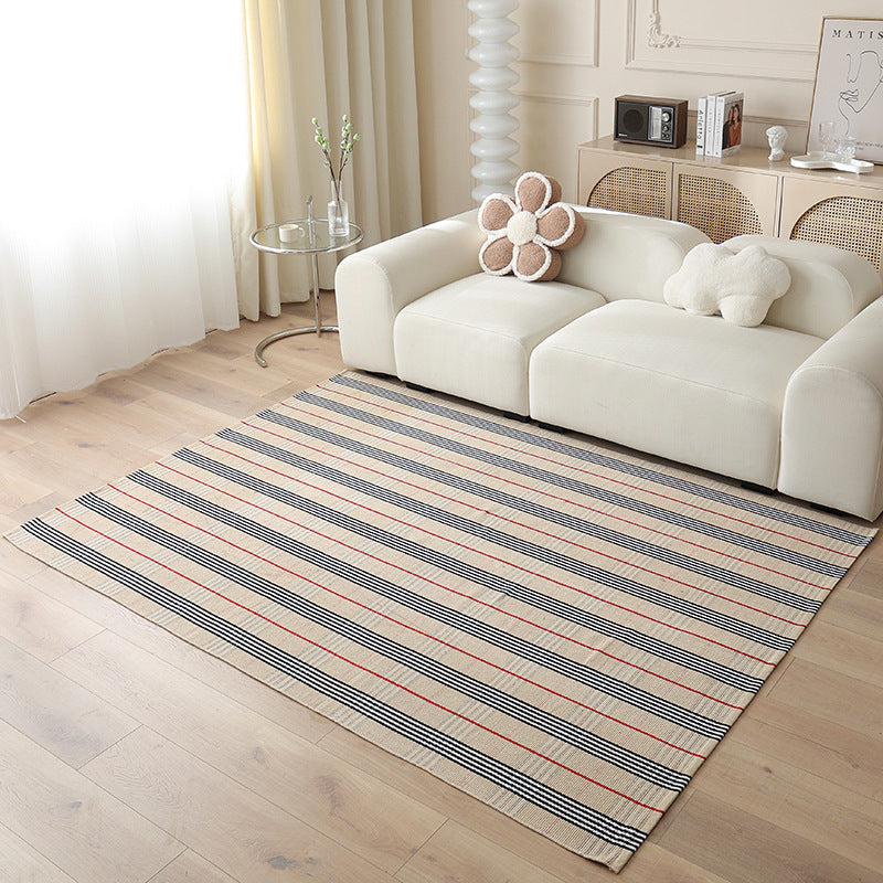 Woven living area rug with large check pattern and flat cotton texture Kalsten