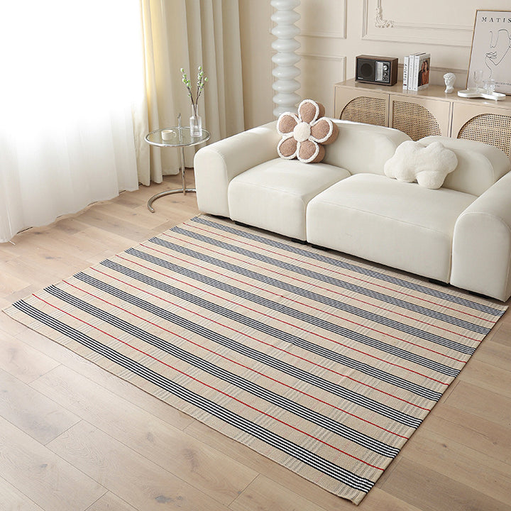 Woven living area rug with large check pattern and flat cotton texture Kalsten