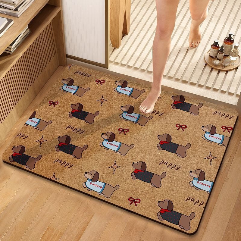 Cute Dog-Themed Plush Bath Mat