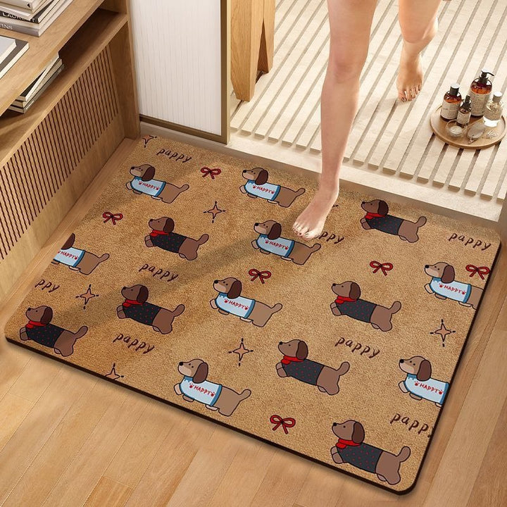 Cute Dog-Themed Plush Bath Mat