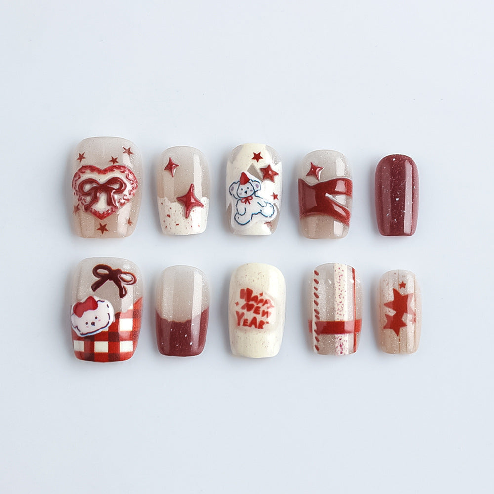 Festive Winter-Themed Press-On Nails Kalsten
