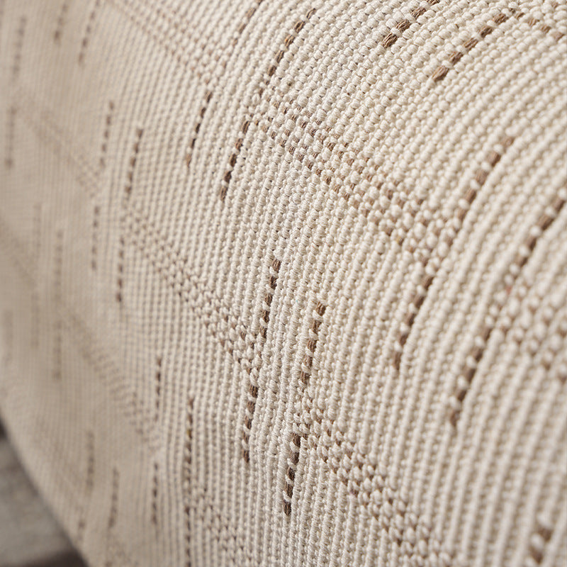 Jacquard-woven cotton kitchen towel with check pattern and striped trim