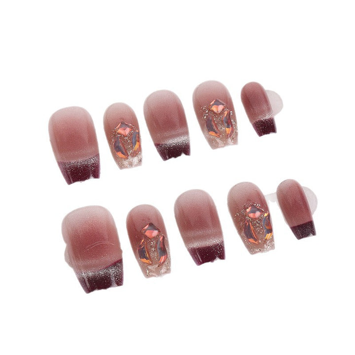 Glossy Gradient Press-On Nail Art Set with Decorative Accents Kalsten