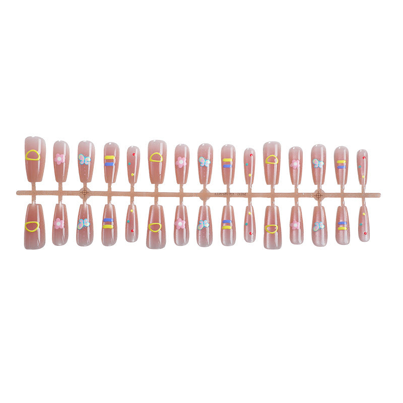 Decorative Press-On Nail Art Set with Floral and Patterned Designs