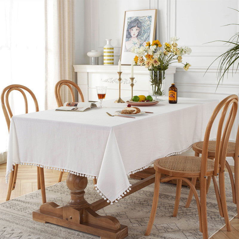 Pom-Pom Trim Tablecloth