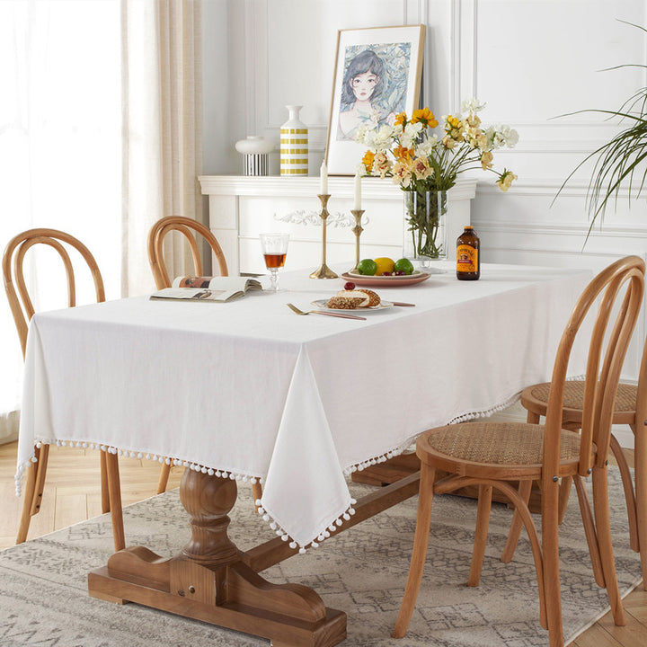 Pom-Pom Trim Tablecloth
