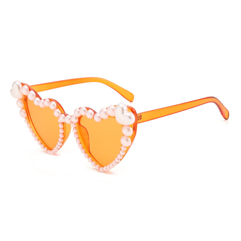 Heart-Shaped Pearl Accented Sunglasses