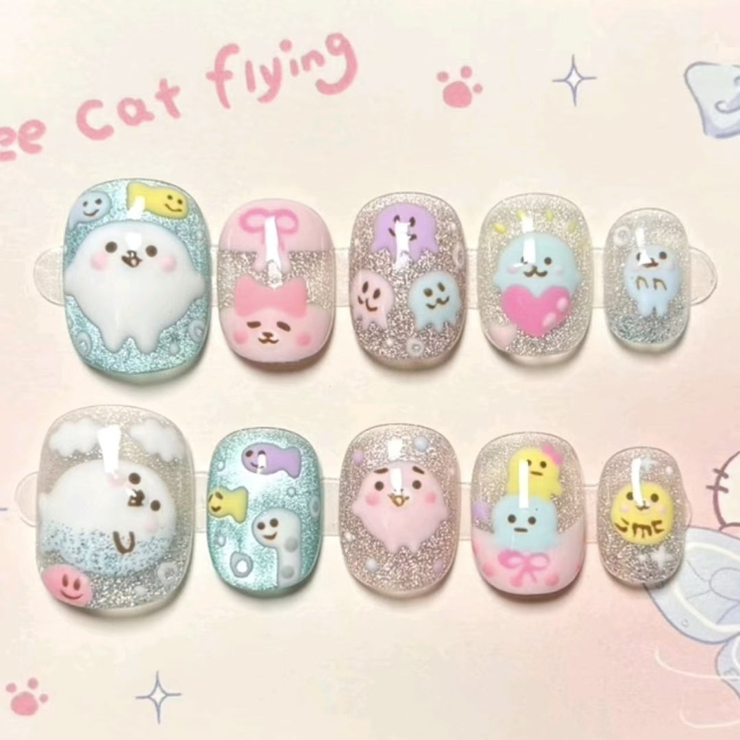 Whimsical Character Press-On Nail Art Set Kalsten