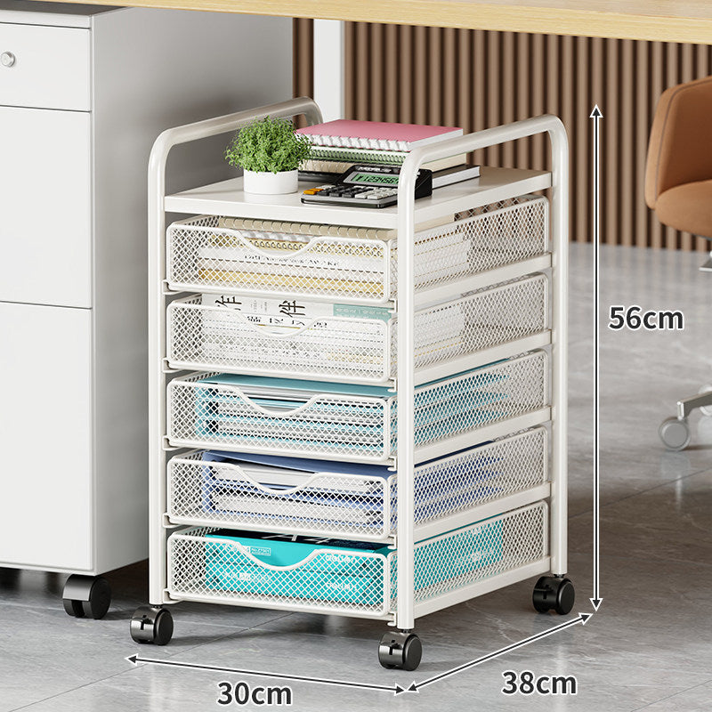 Multi-Drawer Mobile Mesh File and Office Organizer Cart with Locking Casters