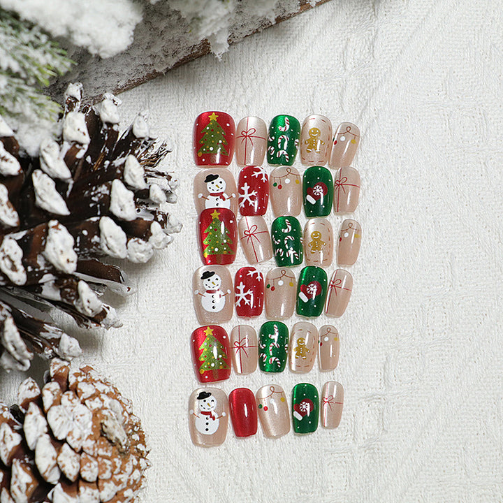 Festive Holiday-Themed Press-On Nail Art Set Kalsten