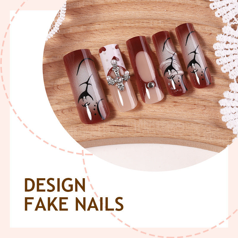 Artificial nail set with romantic flower and heart designs Kalsten