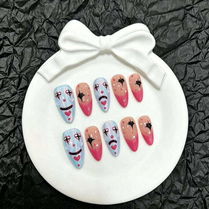 Creative Clown-Inspired Press-On Nails Set