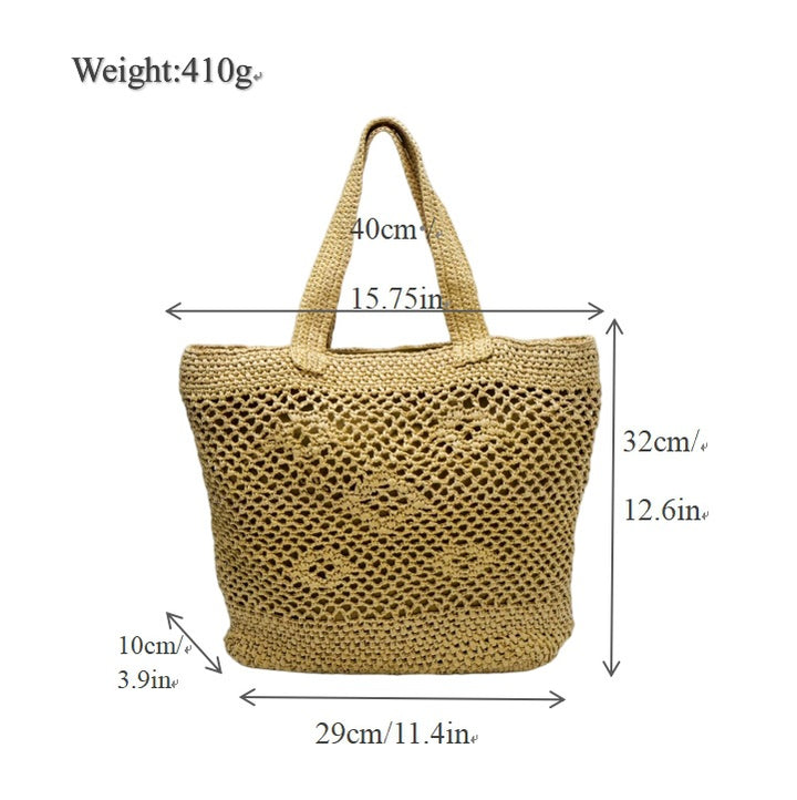 Large macrame bag with leather accents Kalsten