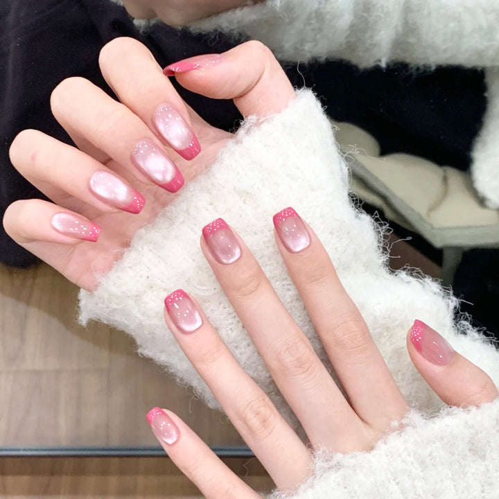 Elegant Gel Press-On Nails with Rhinestone and Glitter Accents Kalsten