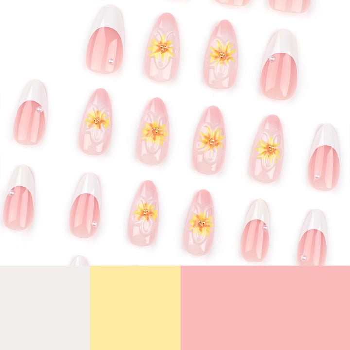 Artistic Stiletto Nails with Floral Accents Kalsten