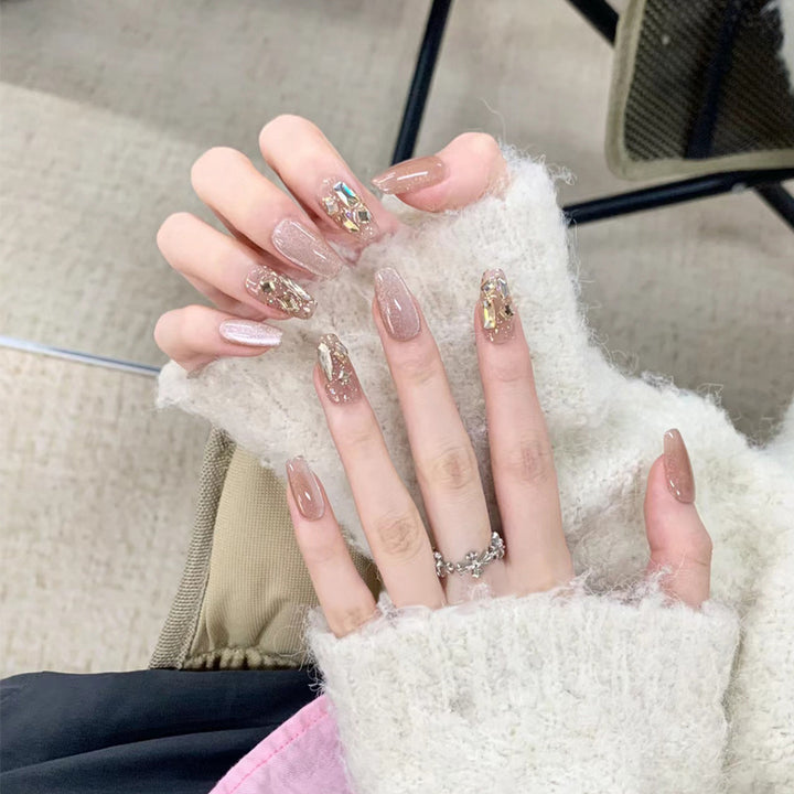 Elegant Press-On Nail Set with Sparkling Accents Kalsten