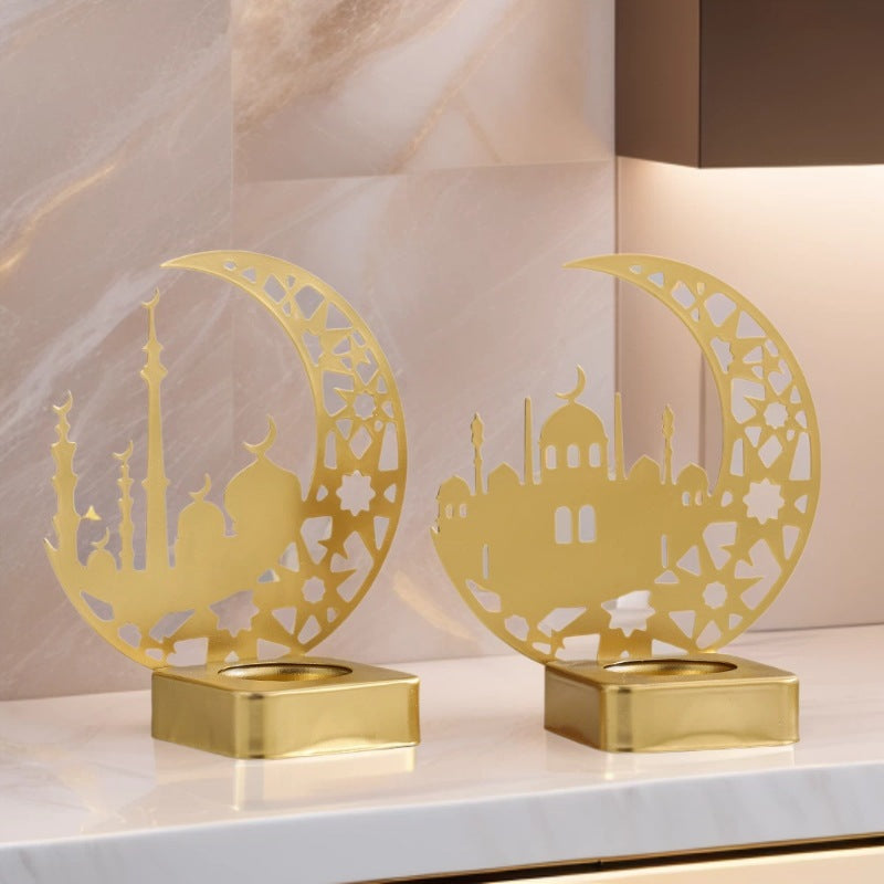 Decorative Crescent Mosque Metal Tealight Candle Holder Kalsten