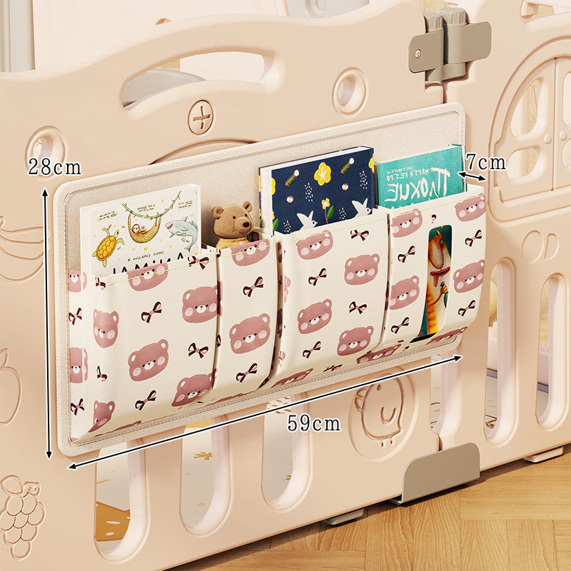 Playpen Door-Mounted Multi-Pocket Organizer for Toys Books and Slippers