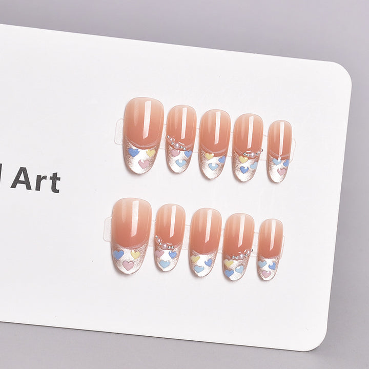 Artistic Floral French Tip Press-On Nail Set Kalsten