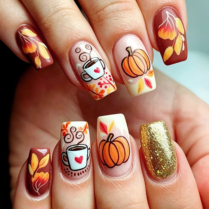 Artistic Autumn-Themed Nail Art Kalsten