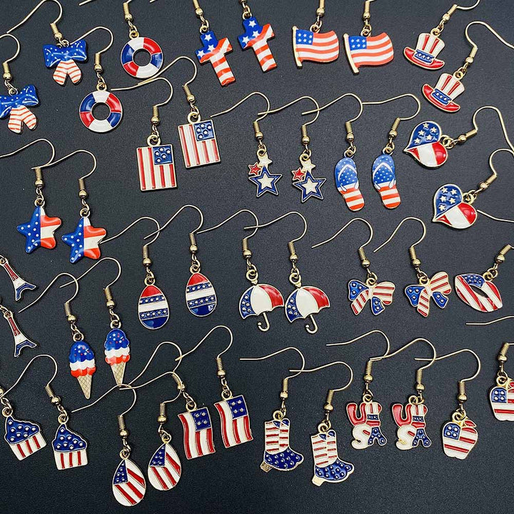 Women's filigree drop earrings with enameled flag pendants and metal hook closure Kalsten