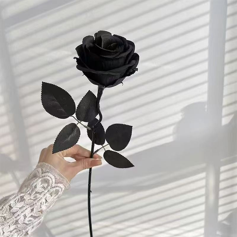 Elegant Decorative Faux Black Rose Bouquet