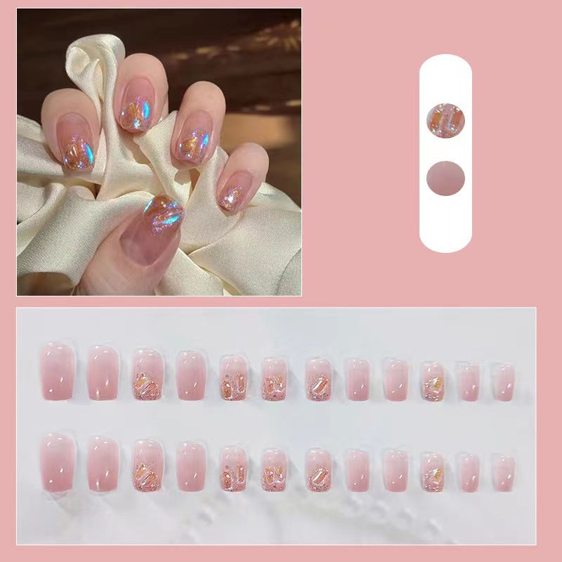 Glitter and gradient design artificial nails Kalsten