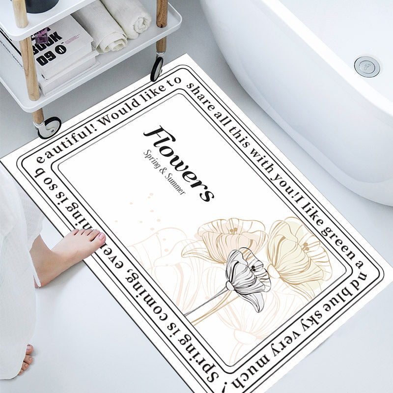 Floral-Themed Bathroom Mat