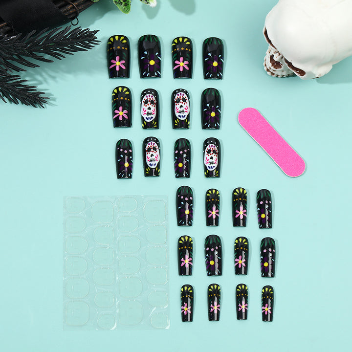 Creative artificial nails with sugar skull design Kalsten
