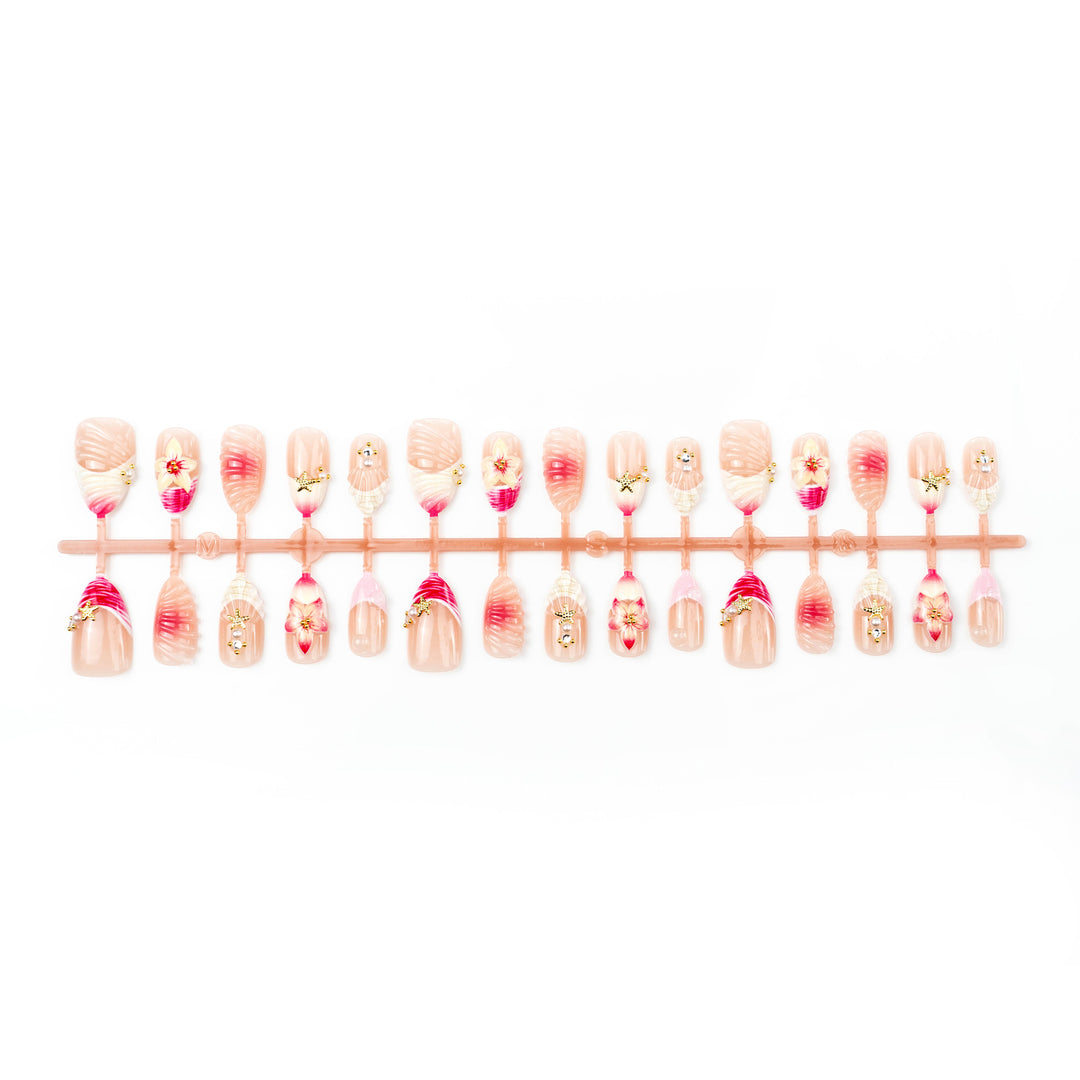 Elegant Floral-Designed Press-On Nails