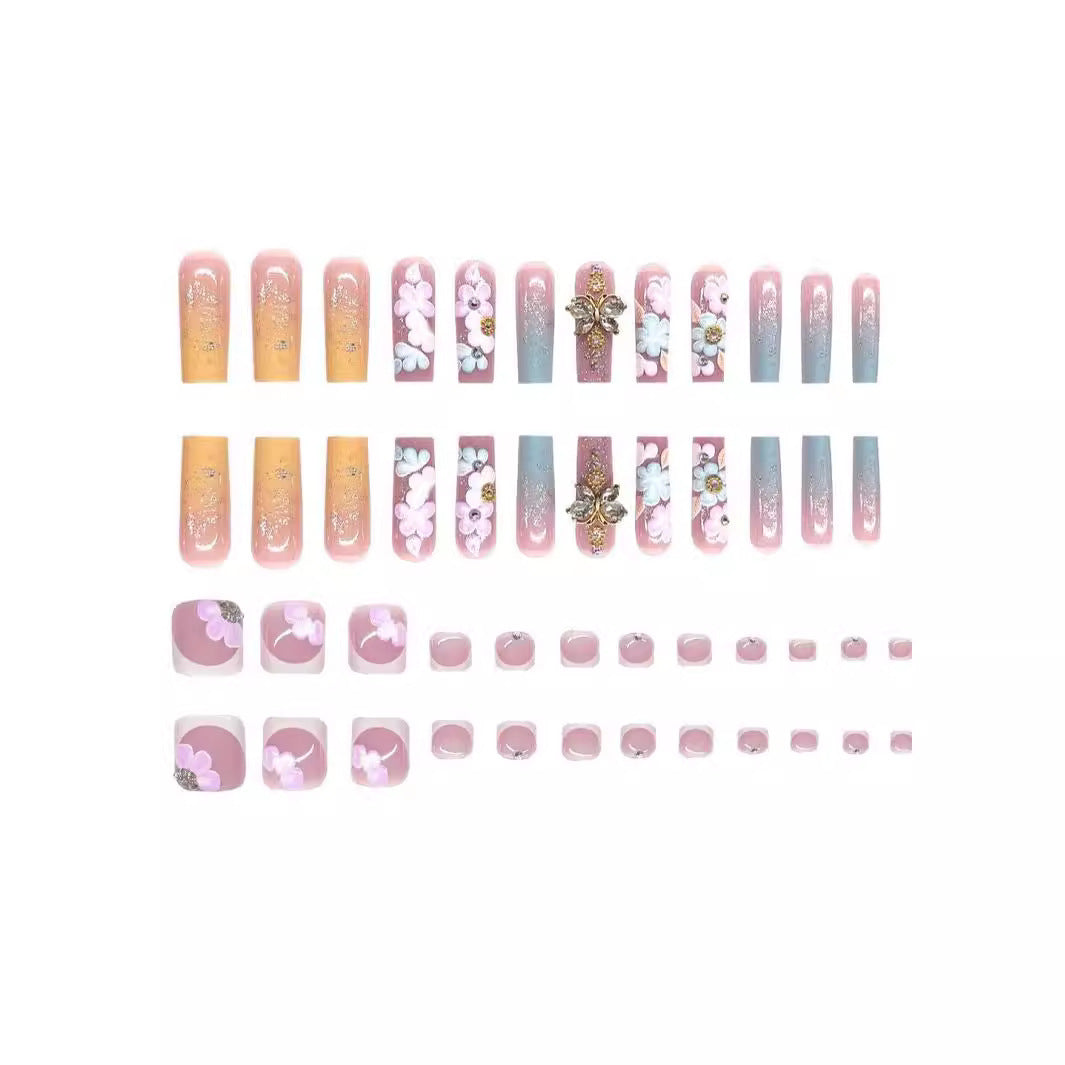 Floral 3D Press-On Nail Art Set Kalsten