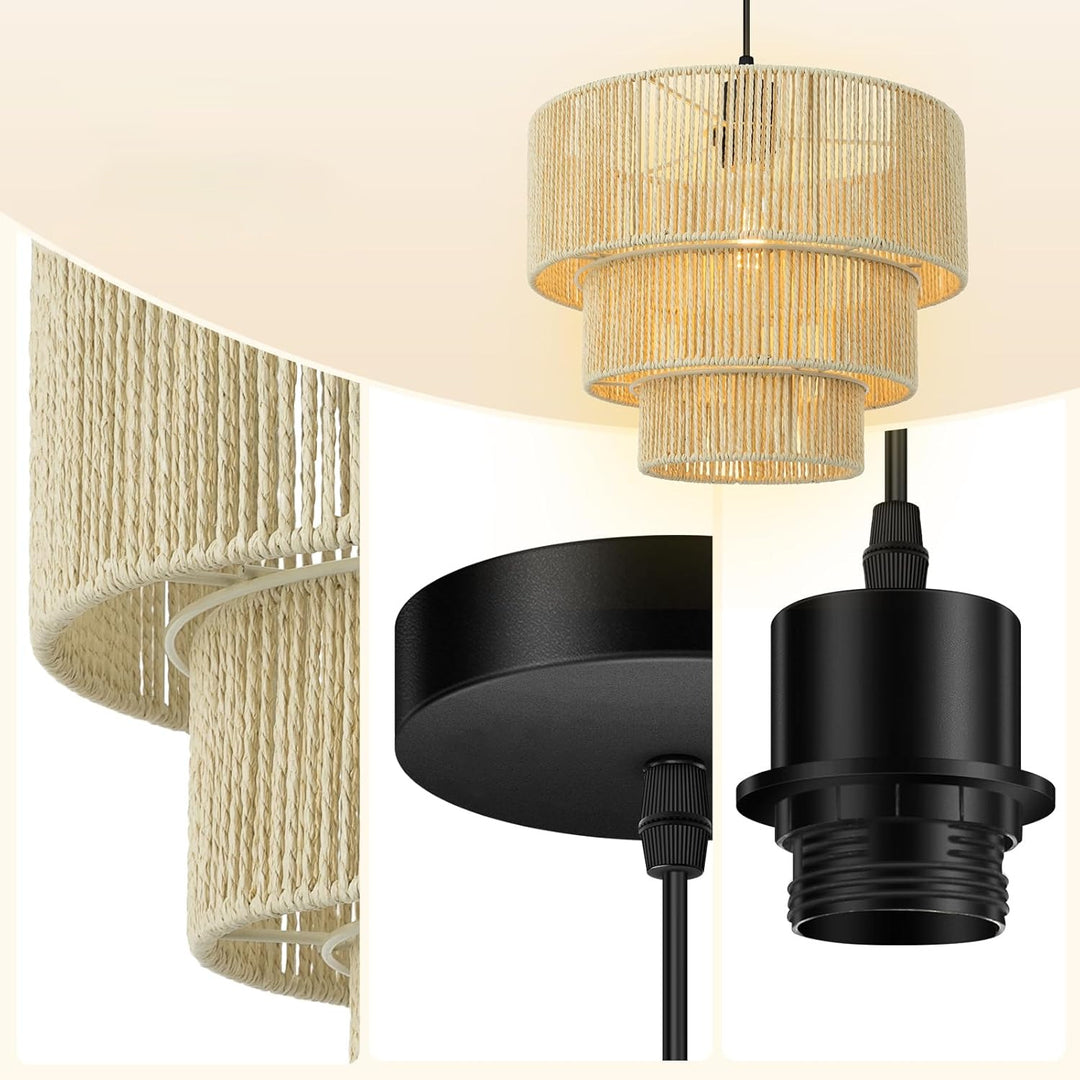 Elegant hanging lamp with rattan details Kalsten
